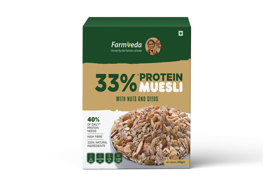 Farmveda Muesli With Nuts and Seeds 100% Natural Ingredients 40% Of Daily Protein Needs (350gm)
