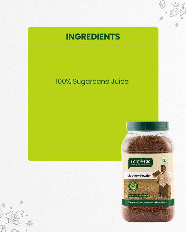 Farmveda Jaggery Powder | Natural Sweetener from Sugarcane Juice | No Chemicals or Preservatives | Iron Rich | Traditional Gud Powder | Healthy Sugar Alternative