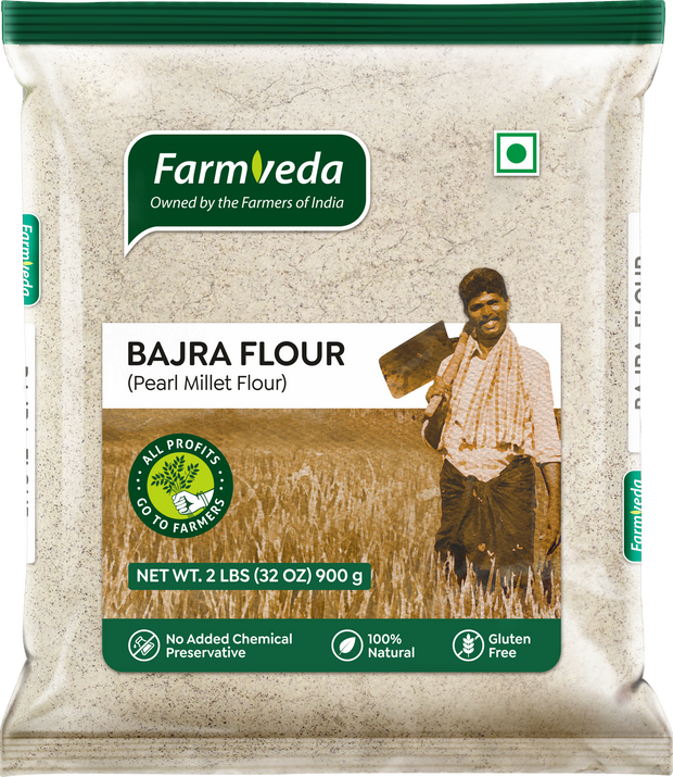 Farmveda Bajra Flour – Stone-Ground Pearl Millet Atta | Gluten-Free & High Fiber | 100% Natural