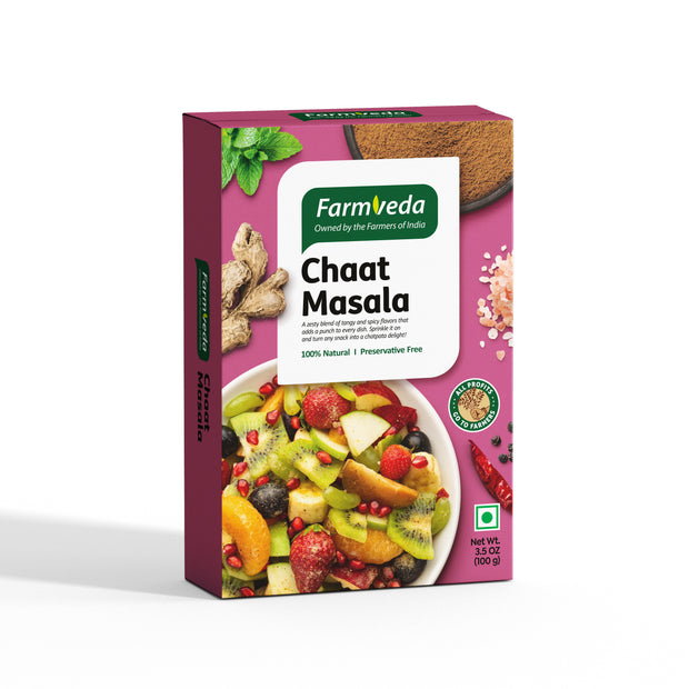 Farmveda Chat Masala – Tangy & Spicy Blend | 100% Natural | No Additives or Preservatives