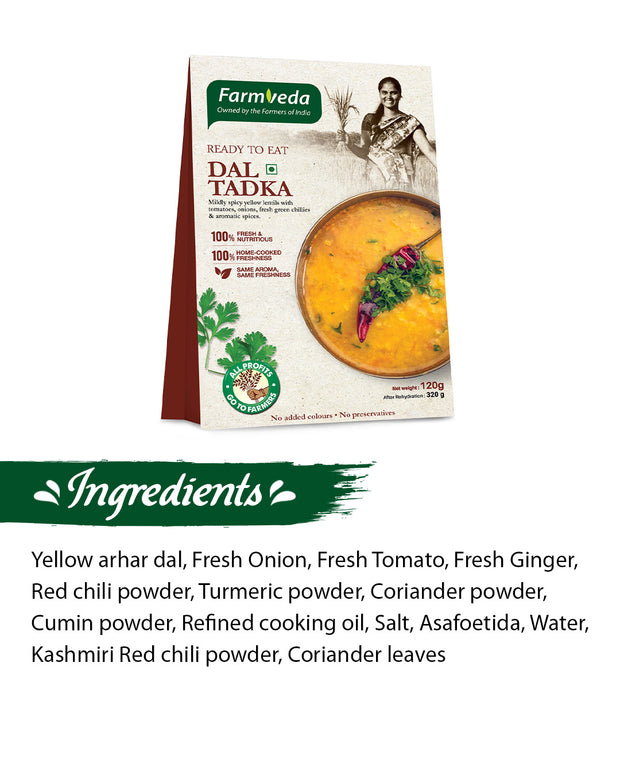 Farmveda Ready to Eat Dal Tadka | Authentic Flavor in Every Bite | 100% Natural