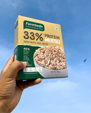 Farmveda Muesli | With Nuts and Seeds | 100% Natural Ingredients| 40% Of Daily Protein Needs| 350gm Pack