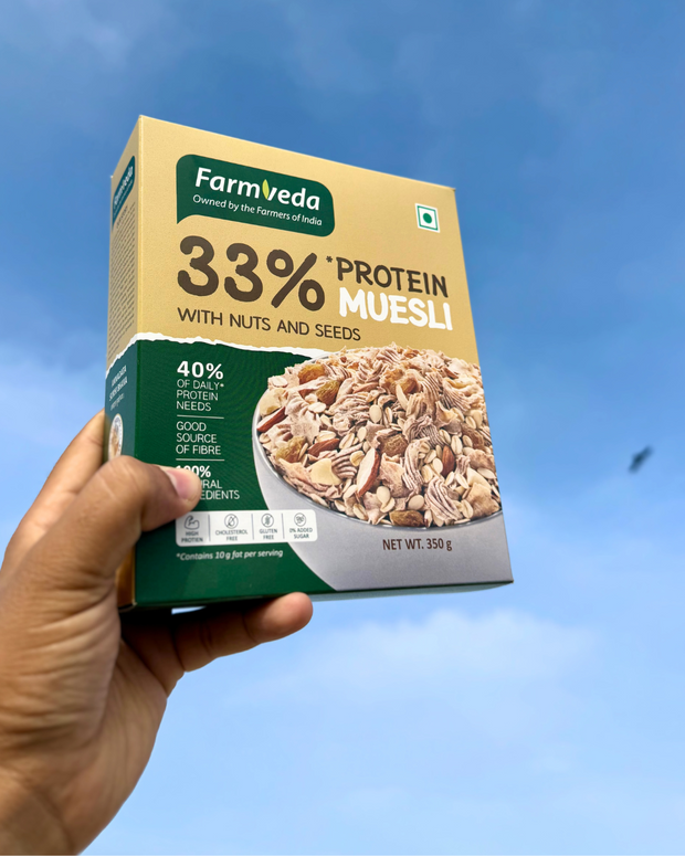 Farmveda Muesli | With Nuts and Seeds | 100% Natural Ingredients| 40% Of Daily Protein Needs