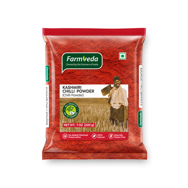 Farmveda Kashmiri Chilli Powder – Mild Heat, Vibrant Red Color | 100% Natural & Stone-Ground