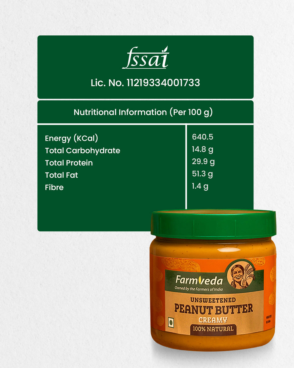Unsweetened Peanut Butter (Creamy) -320 gm