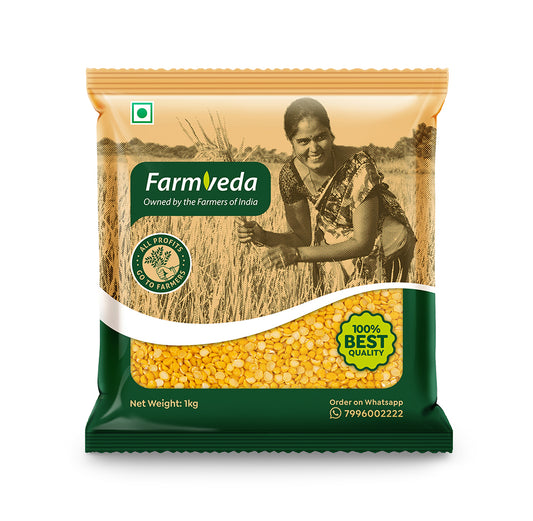 Farmveda Organic Chana Dal - Premium Split Chickpeas, 100% Natural & Sustainable, Protein-Rich Vegan Superfood (1Kg)