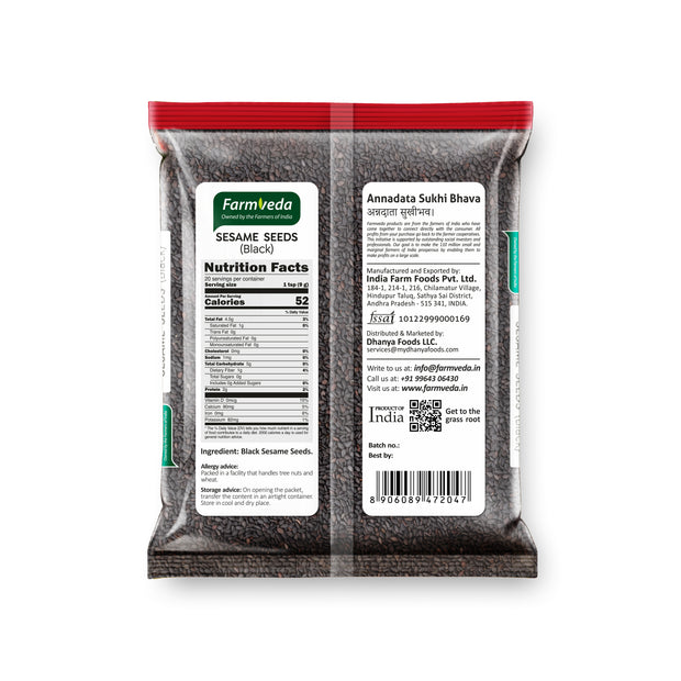 Farmveda Black Sesame Seeds – Unpolished & 100% Natural | Rich in Calcium, Iron & Antioxidants