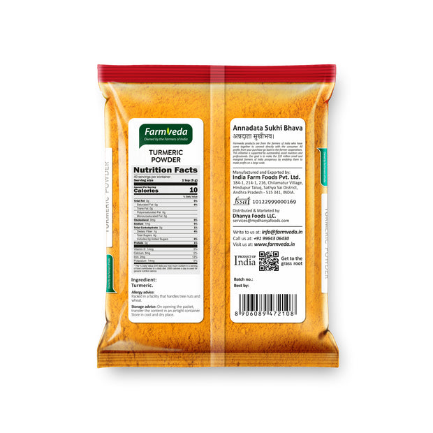 Farmveda Turmeric Powder – 100% Natural Haldi | High Curcumin | Stone-Ground & Unadulterated