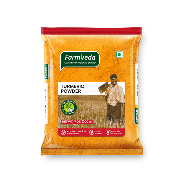Farmveda Turmeric Powder – 100% Natural Haldi | High Curcumin | Stone-Ground & Unadulterated